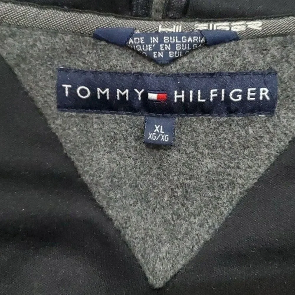 Tommy Hilfiger Vintage Grey Wool Hooded Jacket Size XL